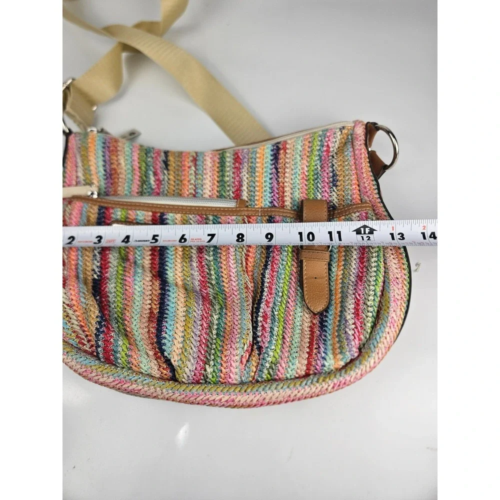 Lily‎ Bloom Multicolor Woven Hobo Crossbody Shoulder Bag Eco Fabric Zip Top